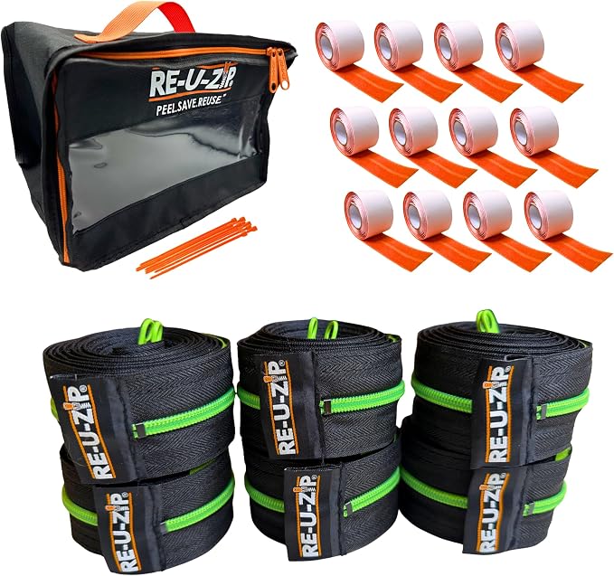 RE-U-ZIP Reusable Dust Barrier Zipper, Replaceable & Lockable, Cost-Effective by RE-U-ZIP