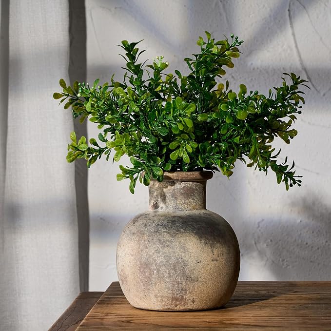 SIDUCAL Ceramic Rustic Farmhouse Vase | 6 Inch Pottery Decorative Flower - Image 6