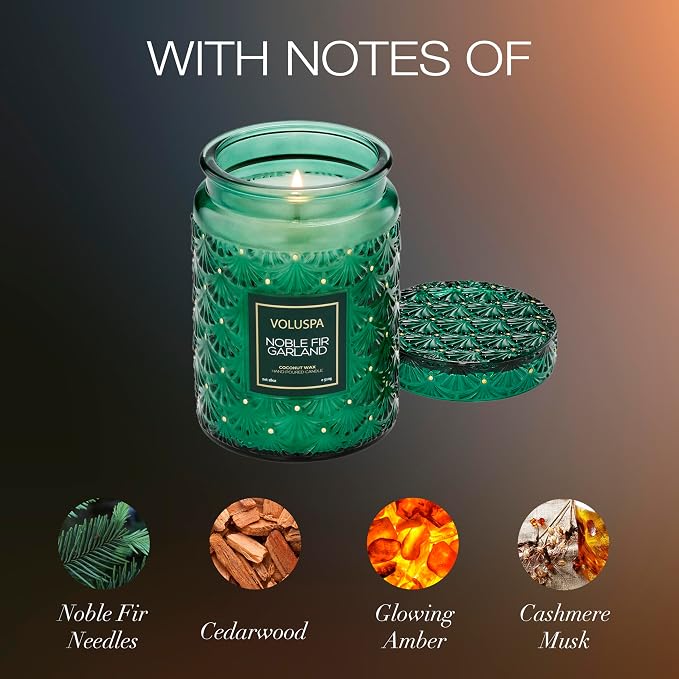 Voluspa Noble Fir Garland, Large Candle Jar, Coconut Wax Blend, Scented Candles - Image 3