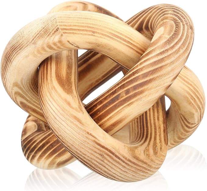 Yalikop 3 Link Wood Knot Decor Rustic Table Shelf Sculpture, Burnt | Hand by Yalikop