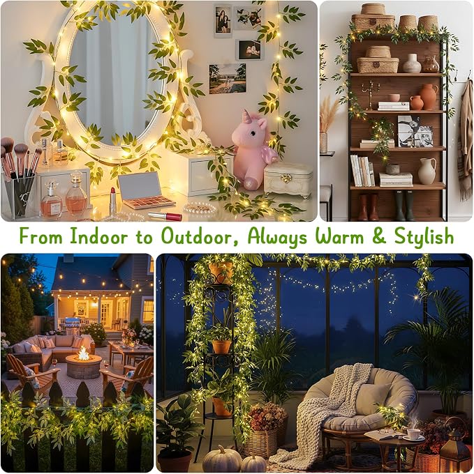 13.1FT 40LED Willow Vine with Lights Battery Powered Copper Wire | Artificial - Image 4