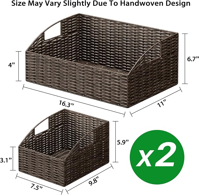 Pantry Baskets for Organizing, Wicker Basket Shelf Storage | Handwoven Pantry - Image 7