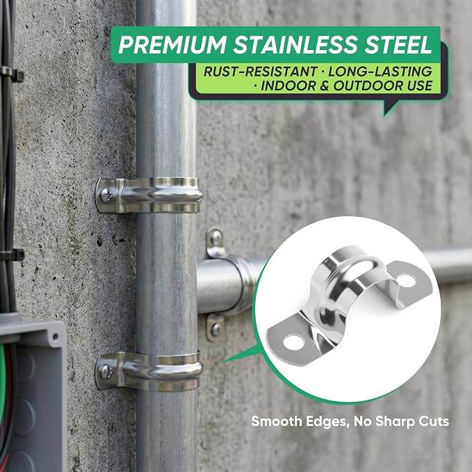 40PCS 1/2 inch Stainless Steel Conduit Clamps, Includes 20 Matching Screws | 2 - Image 3