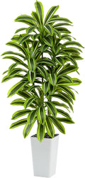 Artificial Dracaena Tree: 5FT Fake Plants Silk Faux Trees（White Pot） | by TNGGNT
