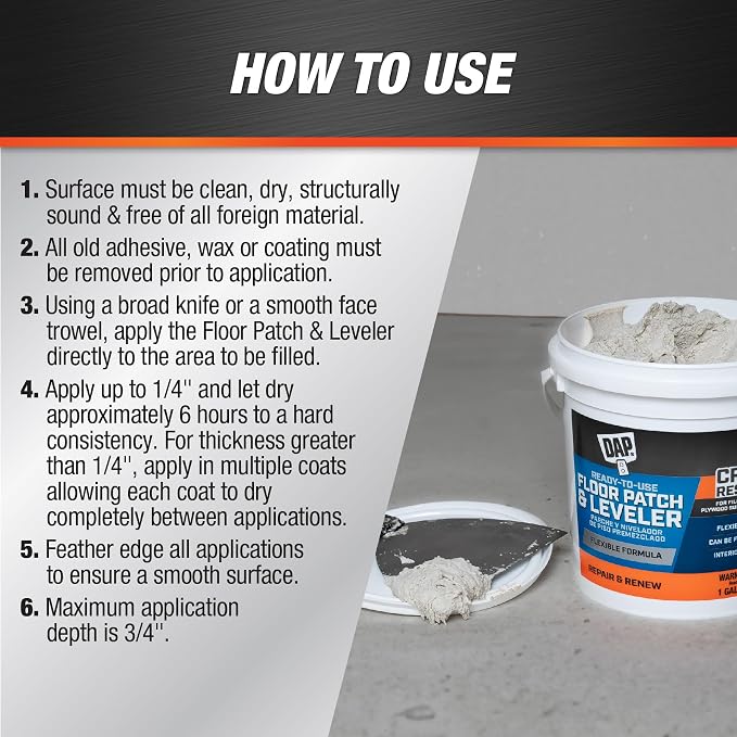 DAP Flexible Floor Patch and Leveler, Light Gray, 32 Oz - Image 4