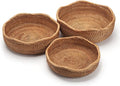 Rattan Bread Baskets Round Woven Fruit Bowls Key Holders Stackable by DECRAFTS