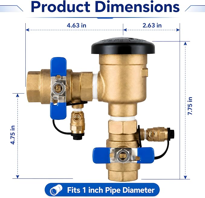 4 Pack 1 Inch Backflow Preventer, Pressure Vacuum Breaker Assembly, Heavy Duty - Image 2
