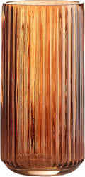 Flower Vase 7.5 inch Amber Thickened Hand Blow Glass Vase Round Vintage Striped by TIMEFOTO