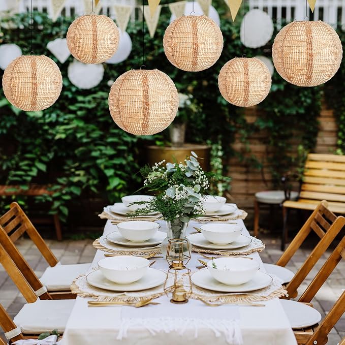 6 Pcs Print Burlap Paper Lanterns Classroom Decor, 8/10/12 Inch | Boho Hanging - Image 5