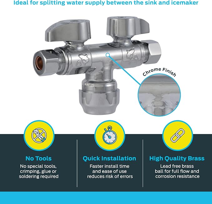 SharkBite Dual Shut Off Quarter-Turn Brass Ball Valve, 1/2 Inch Push to Connect - Image 3