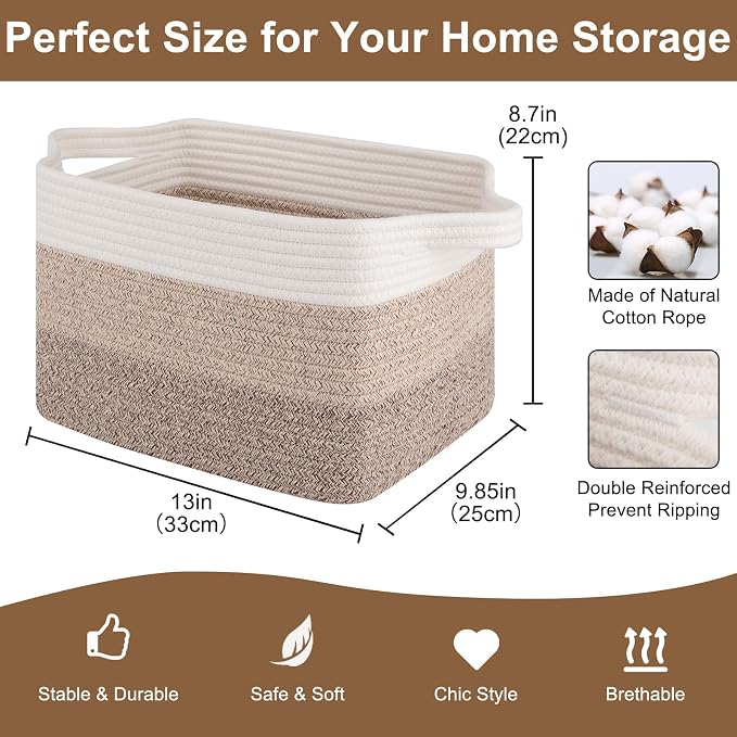 OIASKET Storage Basket for Organizing, Woven Baskets for Storage, Rectangle - Image 2