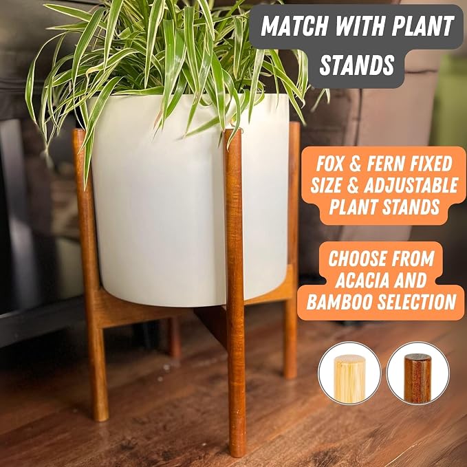 Fox & Fern Large Planter for Indoor or Outdoor, Matte White, 8 Inch | UV & - Image 7