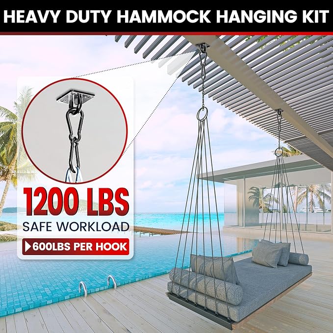 304 Stainless Steel Pad Eye Snap Hook, M8 Ceiling Hook 1200Lb, Yoga Gym - Image 3