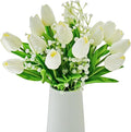 Mandy's 20pcs Artificial White Tulips and 3pcs White Baby's Breath | 13.5 Inch by Mandys