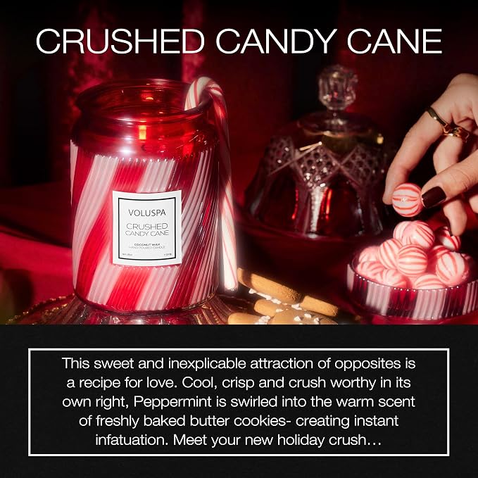 Voluspa Crushed Candy Cane, Large Candle Jar, 18 oz, 100 Hour Burn Time - Image 2