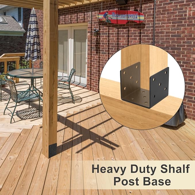 4x4 Concrete Post Base 4Pcs, Post Anchor Connector, 3mm Thick | Joist Hanger - Image 4