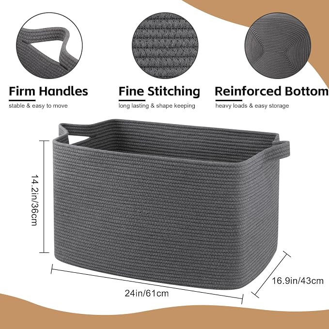 OIASKET 95L Extra Large Blanket Basket, Nursery Blanket Storage - Image 2