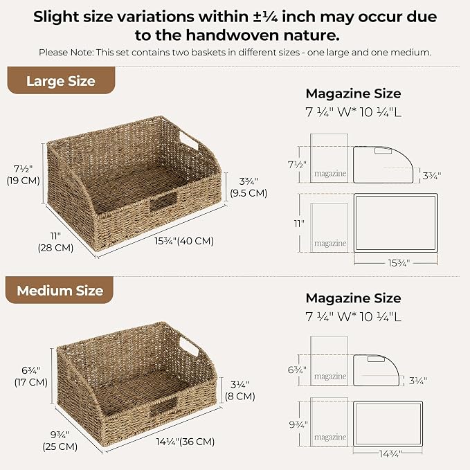StorageWorks Pantry Baskets for Organizing, Seagrass Storage Baskets, Wicker - Image 2