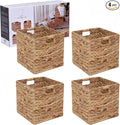 12x12in Storage Baskets 4 Pcs Water Hyacinth Baskets, Foldable Handwoven by JCLDYO9
