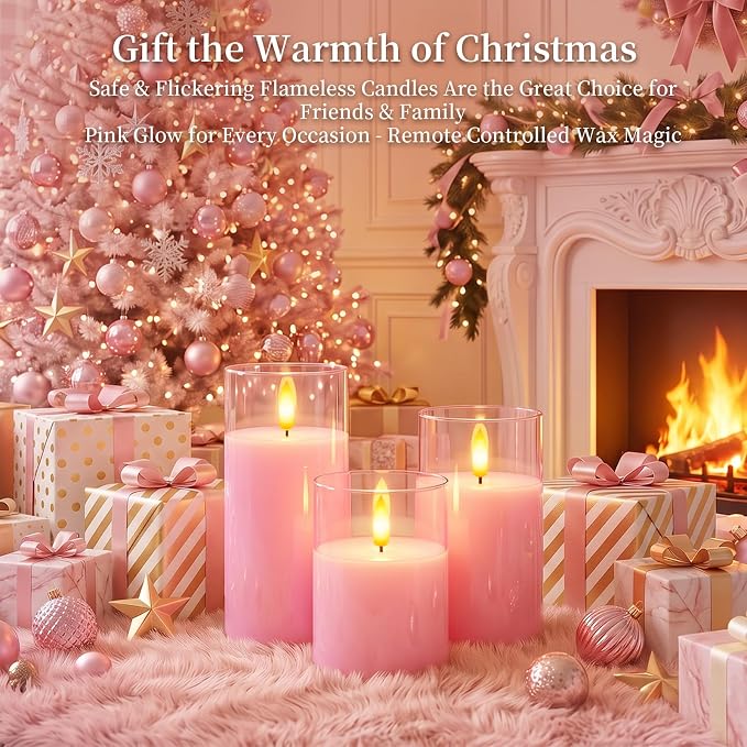 Amagic Pink Glass Flameless LED Candles Battery Operated - Image 7