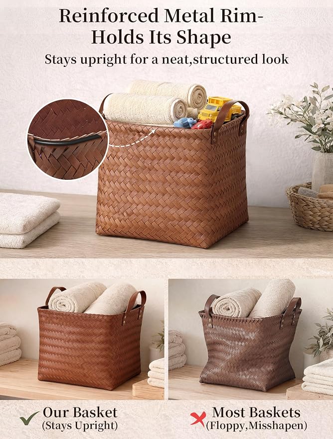 Wicker Storage Baskets, 4 Pack Woven Baskets - Image 5