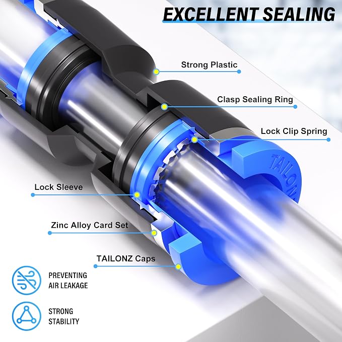 TAILONZ PNEUMATIC 1/2 Inch od Push to Connect Fittings Pneumatic Fittings kit - Image 3
