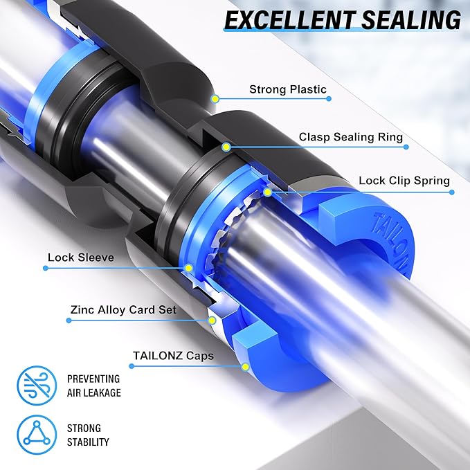 TAILONZ PNEUMATIC Straight Push Connectors Plastic Quick Release Connectors Air - Image 4