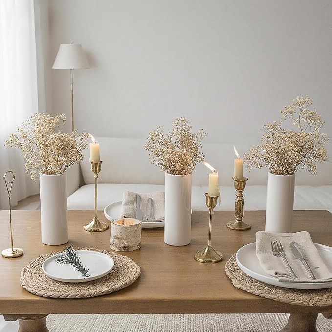 Modern White Ceramic Vase Set of 10 - Image 3