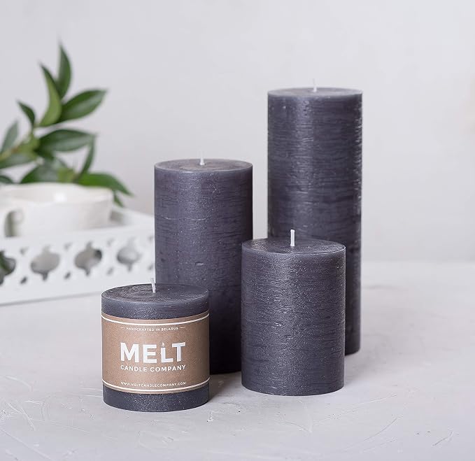 Set of 3 Pillar Candles 3" x 4" Unscented Handpoured Weddings, Home Decoration - Image 6