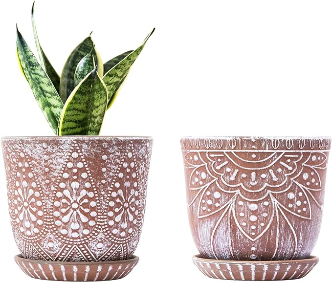 Gepege Ceramic Plant Pots, 6 Inch Indoor Planters by Gepege