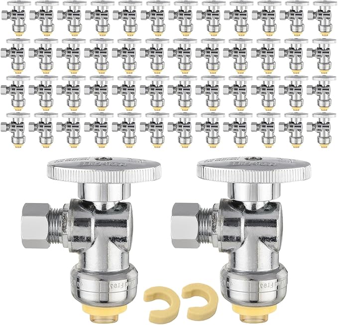 50PC EFIELD Push Fit Angle Stop Valve, 1/2 Push x 3/8 Inch Compression | 1/4 by EFIELDPEXTUBING
