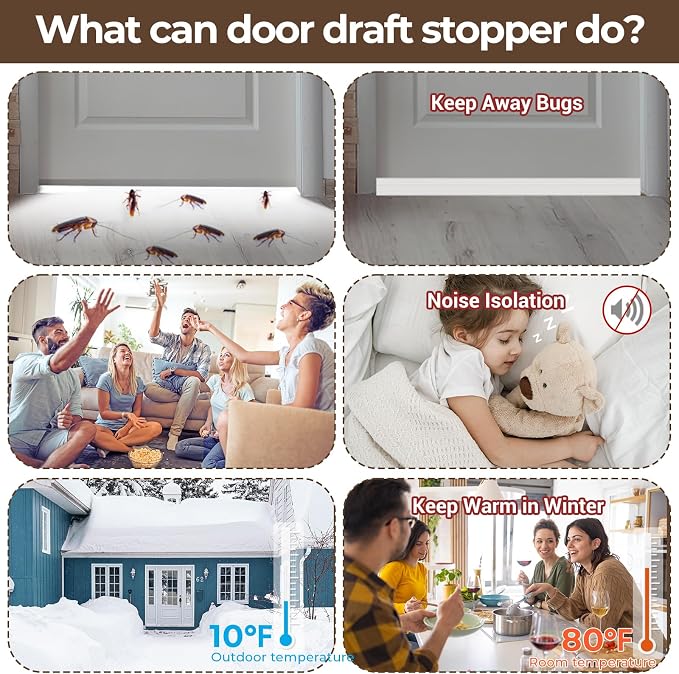 Ohuhu Door Draft Stopper, for interior exterior doors, 3-layer soundproof - Image 2