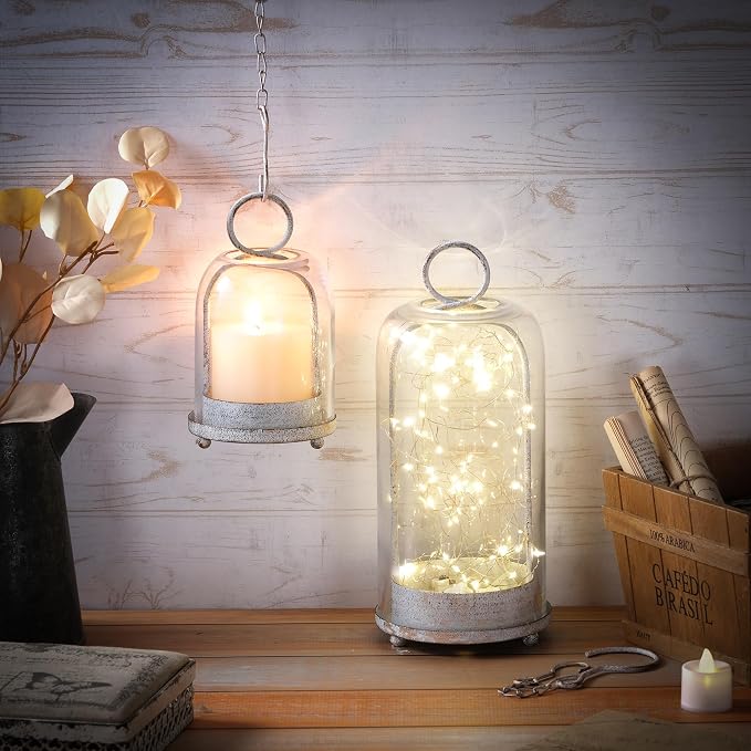 5" & 4" Wide Versatile Metal Candle Holder in Shabby White - Image 4