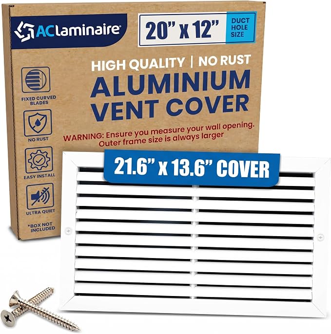 20x12 Aluminum Wall Ceiling Air Return Vent Cover HVAC Rustproof Grille by ACLAMINAIRE