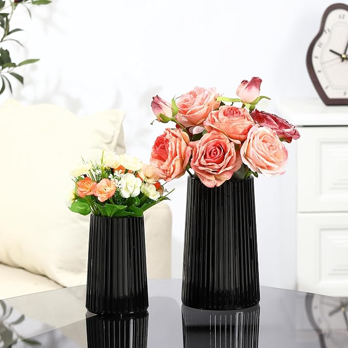 Ribbed Flower Vases Set of 2, Flower Vase - Image 2