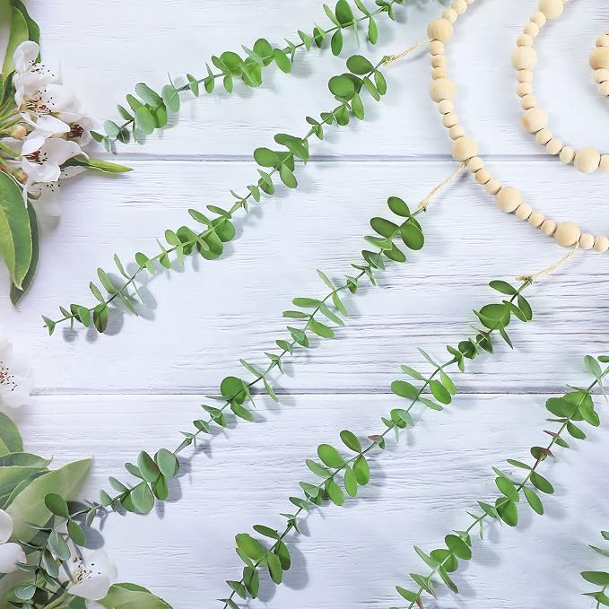 Hanging Eucalyptus Boho Wall Decor Large Boho Bedroom Wall Hanging Wooden Bead - Image 3