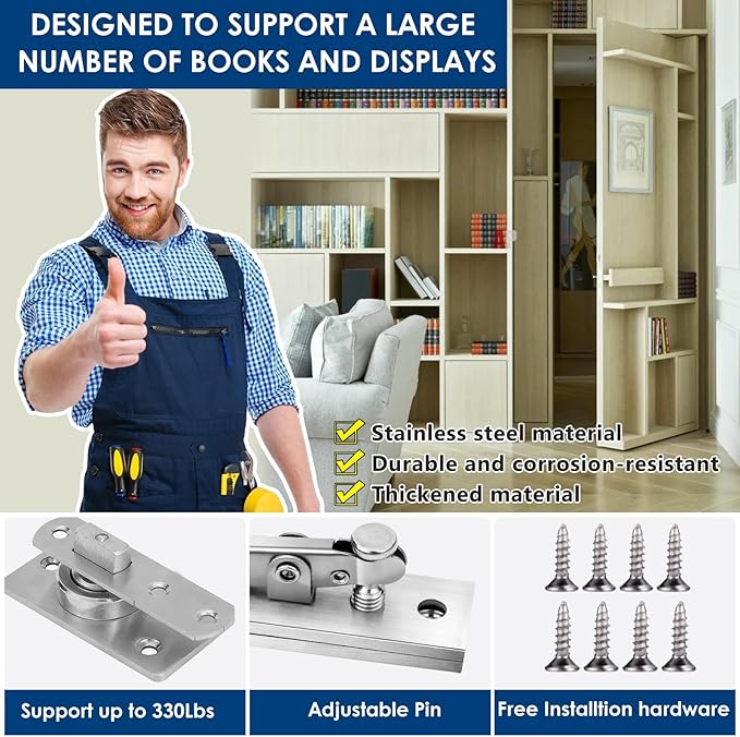 330 LBS Pivot Hinge Set with Magnetic Door Catch - Image 4