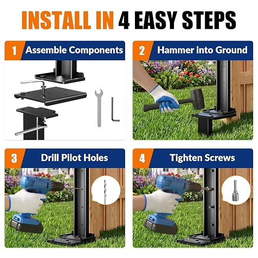 VANCASTLE Fence Post Repair Kit Adjustable, Quick-Fix Support - Image 8