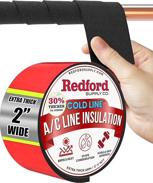2 inch x 14 ft, AC Line Pipe Insulation, Outdoor Pipe Insulation Wrap by RedfordSupplyCo
