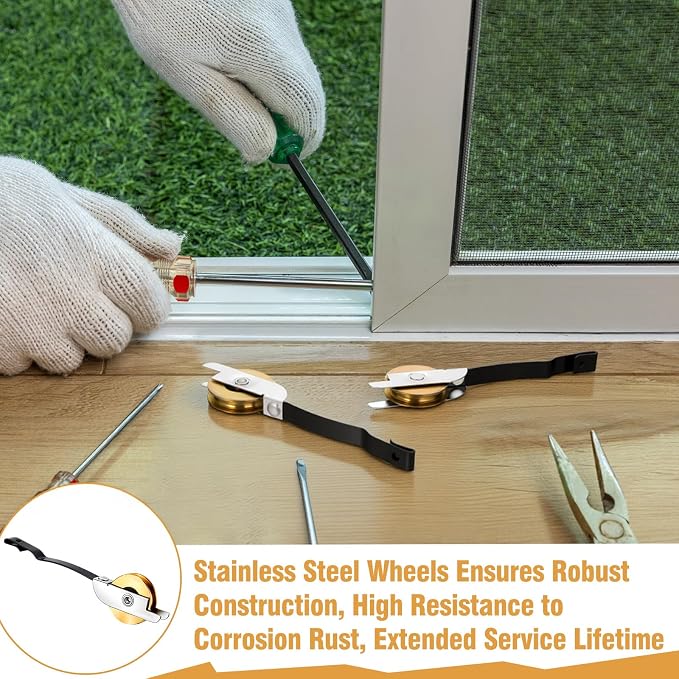 Lounsweer 4 Pcs 1 Inch Steel Screen Door Rollers Replacement, Bent | Sliding - Image 5