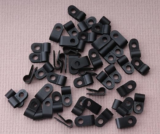 SOWAKA 50 Pcs Cable Clamp Black R Type Nylon Screw Mounting Cable | Cable - Image 3