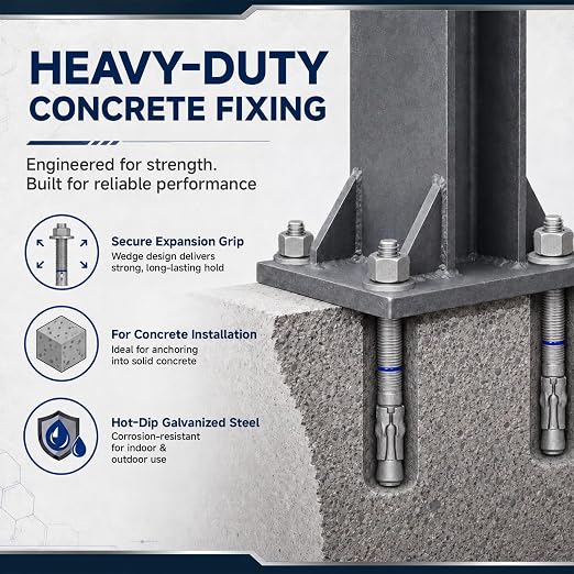 Flutesan 50 Pcs Hot Dip Galvanized Wedge Anchors 3/8" x 4", Heavy Duty Concrete - Image 7