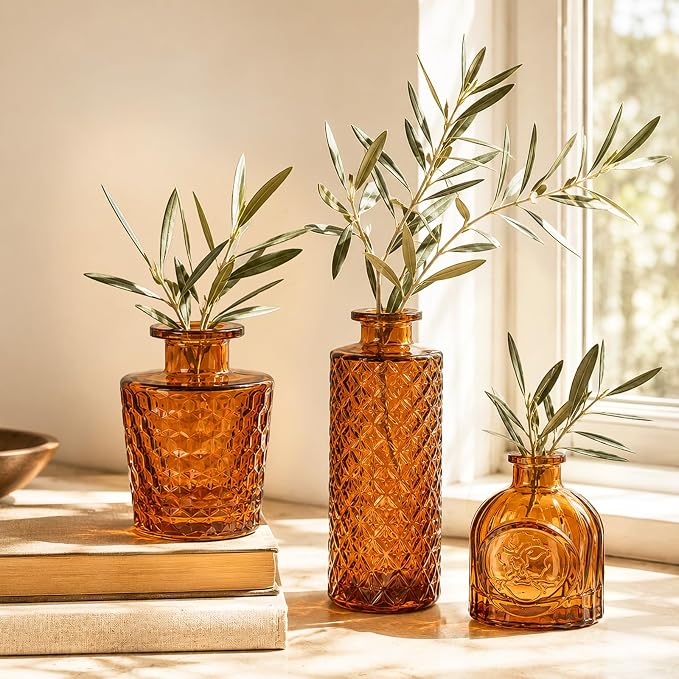Brown Glass Bud Vases Set of 12, Mini Flower Vase - Image 6