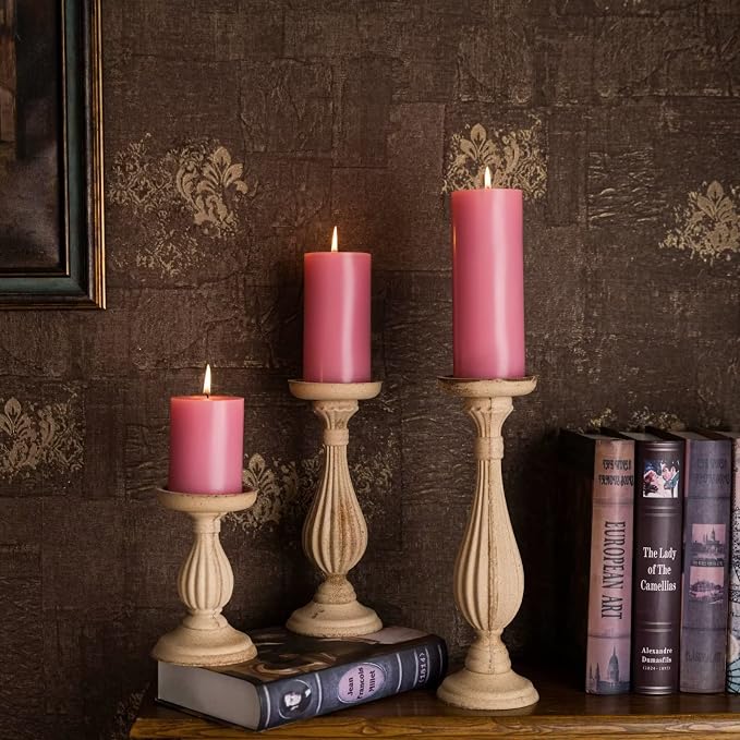 MOZEAL 3" x 4" Hand-Poured Unscented Candle, Dripless Pillar Candle Set of 3 - Image 6