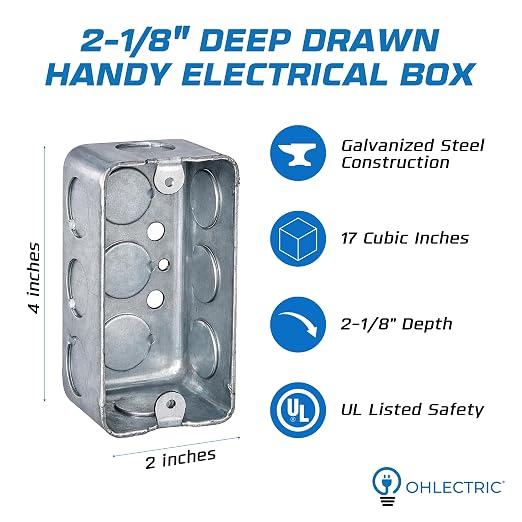 4 Pack - 4x2” Rectangle Steel Electrical Box| 2-1/8" Deep Box - Image 2