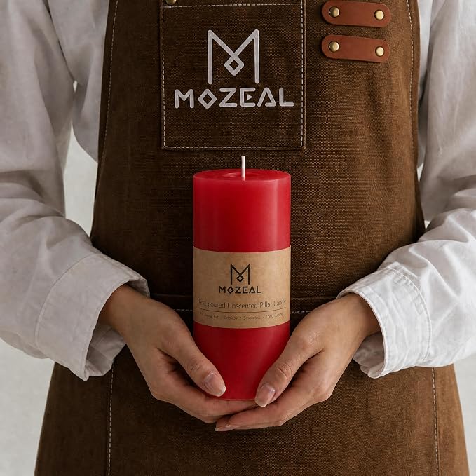 MOZEAL 4" x 12" Extra-Large Red Pillar Candles, Long Clean-Burning, These Tall - Image 2
