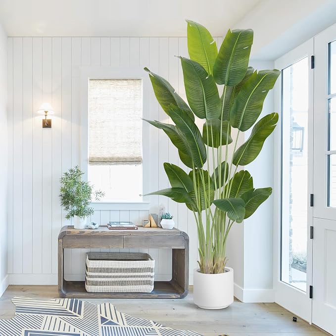 Artificial Bird of Paradise Plant 7.5Ft Tall Fake Tropical Palm Tree Large Fake - Image 3