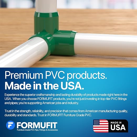 1” 3-Way Elbow Furniture Grade PVC Fitting in Green, Made in USA, UV-Resistant - Image 7