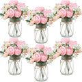 6 Sets Mason Jar Flowers Centerpiece Table Decorations, Light Pink | Faux by Zeyune