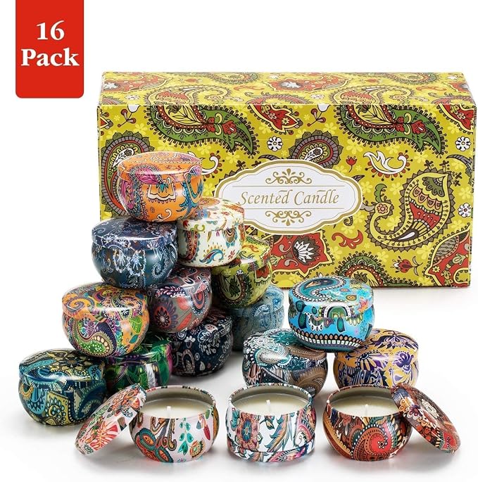 YOROXRG Set 16 Pack Scented Candles Gifts Soy Wax Travel Tin Jar Candles - Image 4